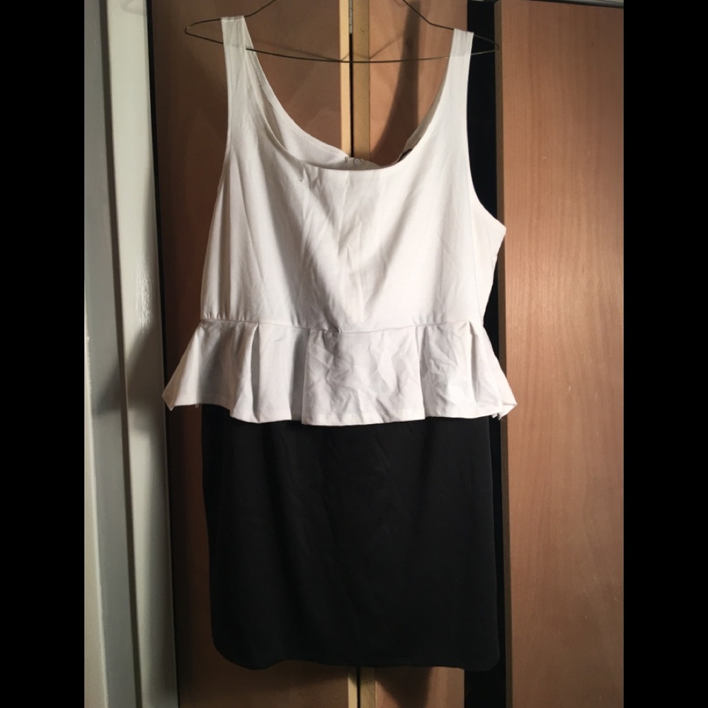 Black and white peplum dress